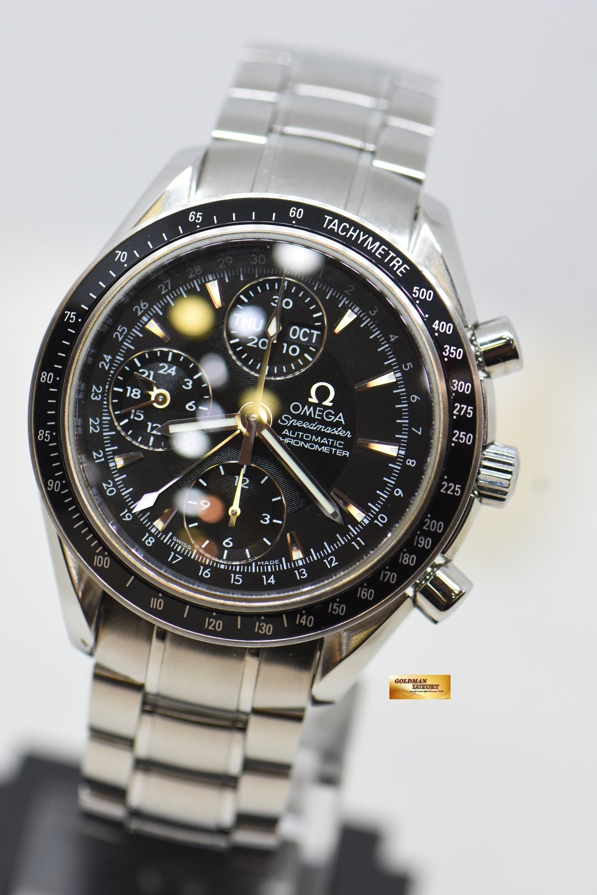 [SOLD] OMEGA SPEEDMASTER CHRONOGRAPH TRIPLE CALENDAR 39mm STEEL BRACELET BLACK 3220.5000 (MINT)