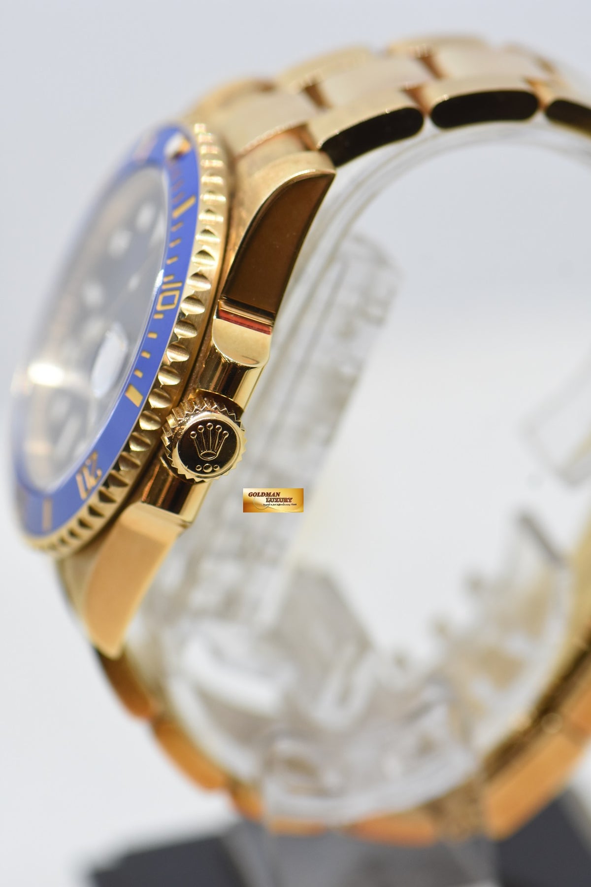 [SOLD] ROLEX SUBMARINER 40mm YELLOW GOLD IN BRACELET BLUE SUNBURST DIAL BLUE CERAMIC BEZEL 116618LB (UNPOLISHED)