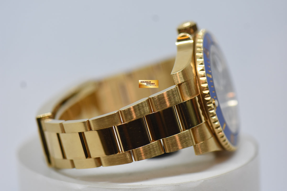 [SOLD] ROLEX SUBMARINER 40mm YELLOW GOLD IN BRACELET BLUE SUNBURST DIAL BLUE CERAMIC BEZEL 116618LB (UNPOLISHED)