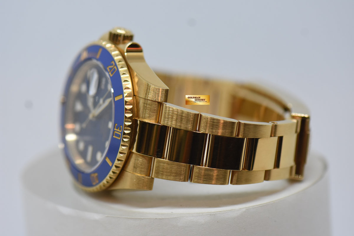 [SOLD] ROLEX SUBMARINER 40mm YELLOW GOLD IN BRACELET BLUE SUNBURST DIAL BLUE CERAMIC BEZEL 116618LB (UNPOLISHED)