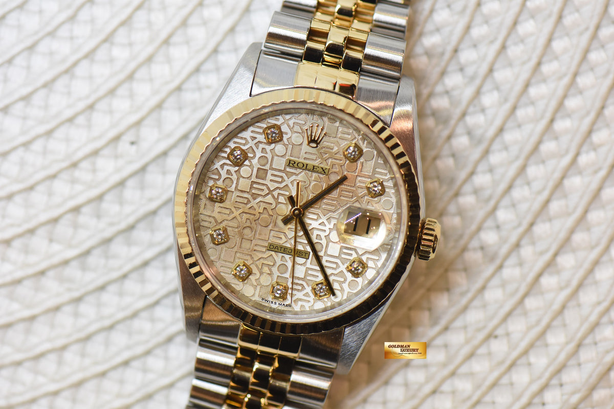 [SOLD] ROLEX OYSTER DATEJUST 36mm HALF-GOLD IN JUBILEE BRACELET COMPUTER DIAMOND DIAL 16233 (MINT)
