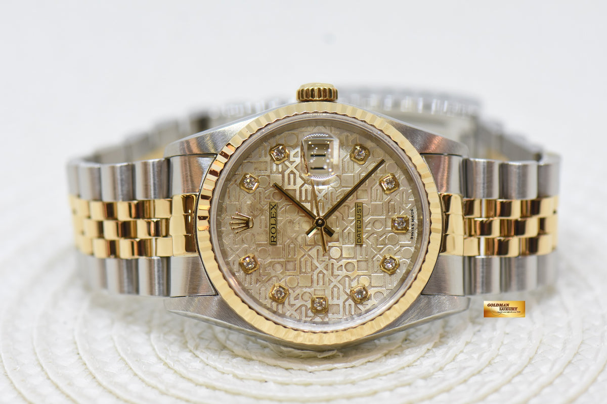 [SOLD] ROLEX OYSTER DATEJUST 36mm HALF-GOLD IN JUBILEE BRACELET COMPUTER DIAMOND DIAL 16233 (MINT)