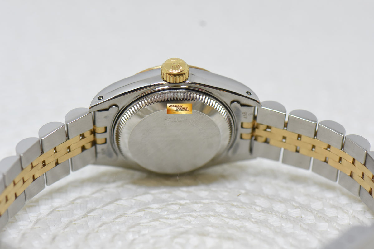 [SOLD] ROLEX OYSTER DATEJUST 26mm HALF-GOLD IN JUBILEE BRACELET WHITE TAPESTRY DIAL 69173 (MINT)
