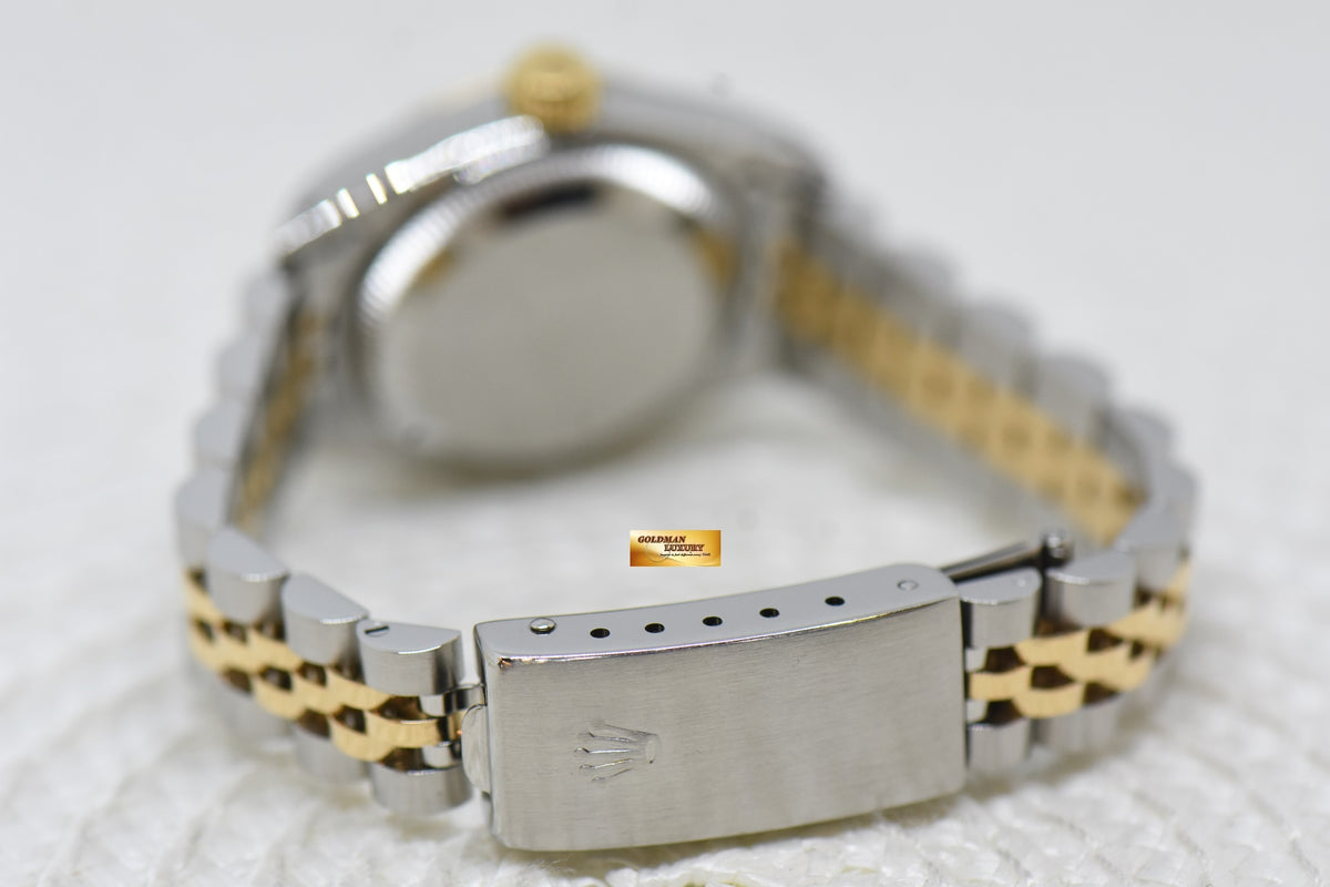 [SOLD] ROLEX OYSTER DATEJUST 26mm HALF-GOLD IN JUBILEE BRACELET WHITE TAPESTRY DIAL 69173 (MINT)