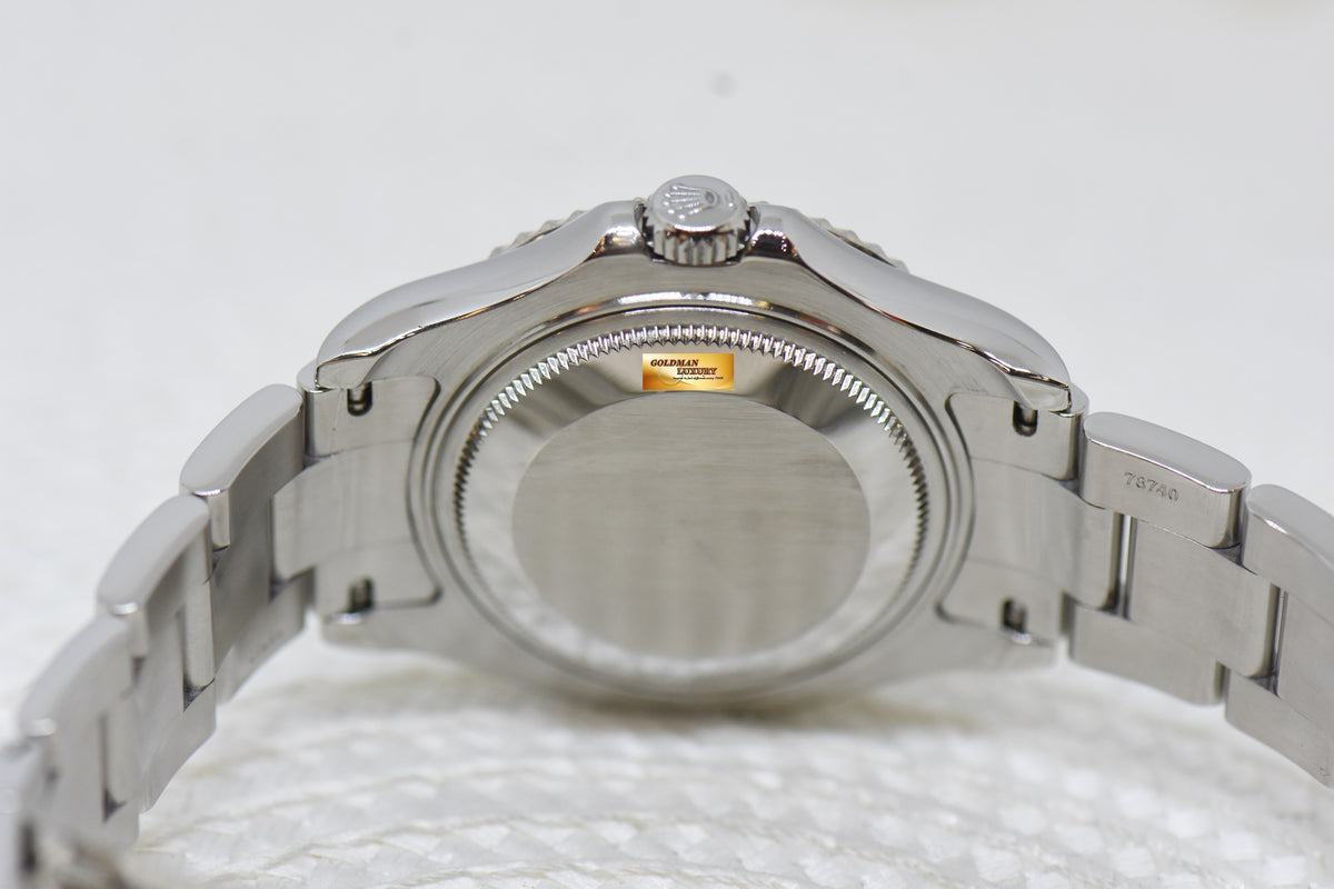 [SOLD] ROLEX OYSTER YACHT-MASTER 35mm LADIES MIDSIZE STEEL IN BRACELET PLATINUM DIAL / BEZEL 168622 (MINT)