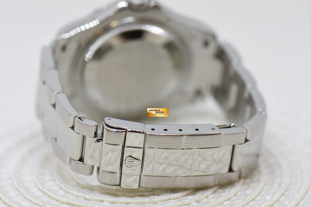 [SOLD] ROLEX OYSTER YACHT-MASTER 35mm LADIES MIDSIZE STEEL IN BRACELET PLATINUM DIAL / BEZEL 168622 (MINT)
