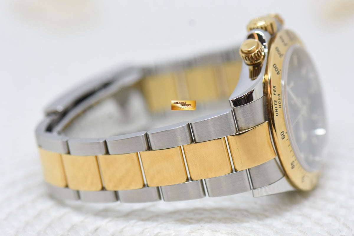 [SOLD] ROLEX OYSTER DAYTONA CHRONOGRAPH 40mm HALF-GOLD IN BRACELET BLACK DIAL 116523 (MINT)