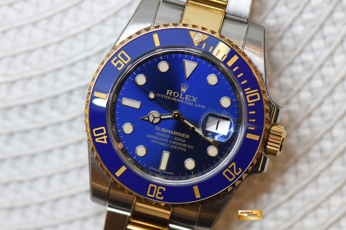 [SOLD] ROLEX SUBMARINER 40mm HALF GOLD IN BRACELET SUNBURST BLUE DIAL 116613LB (MINT)