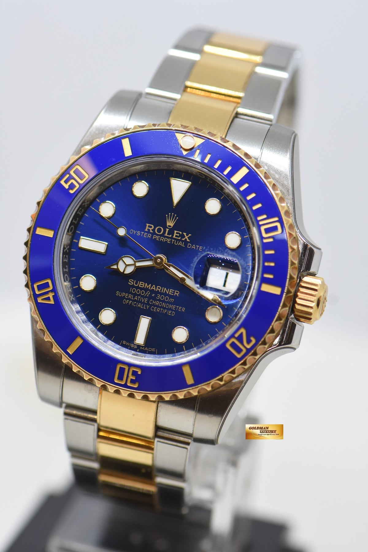 [SOLD] ROLEX SUBMARINER 40mm HALF GOLD IN BRACELET SUNBURST BLUE DIAL 116613LB (MINT)