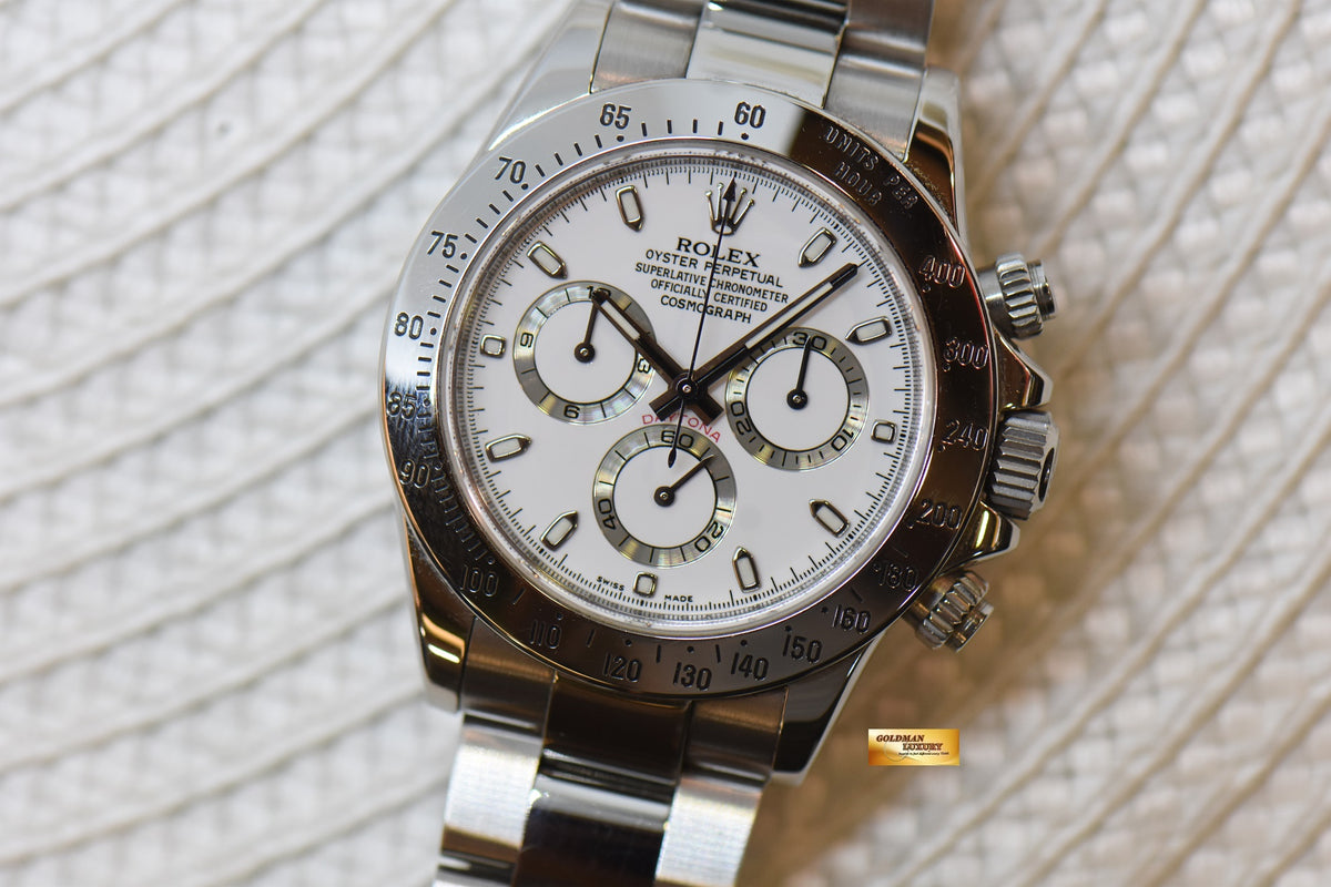 [SOLD] ROLEX OYSTER DAYTONA CHRONOGRAPH 40mm STEEL IN BRACELET WHITE DIAL 116520 (MINT)