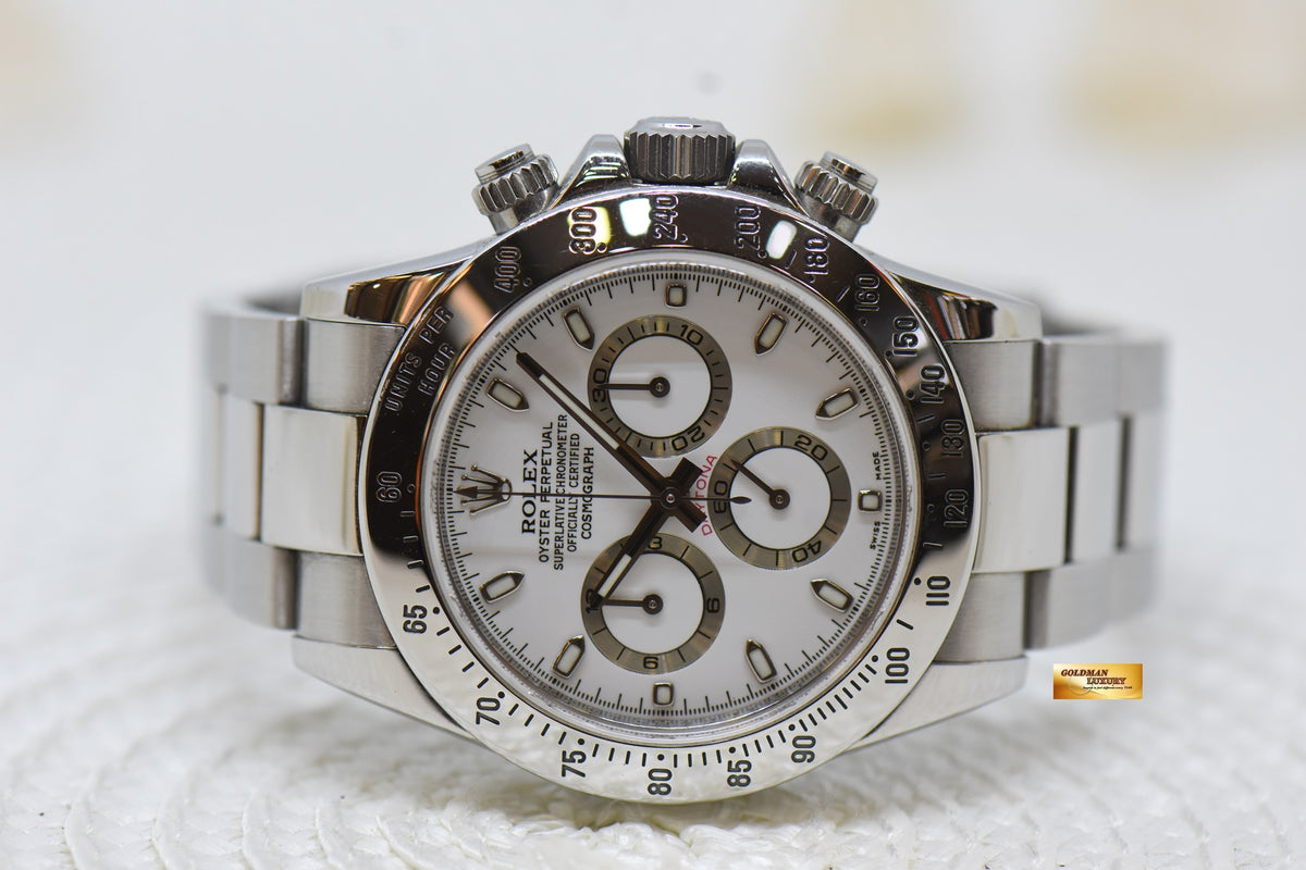 [SOLD] ROLEX OYSTER DAYTONA CHRONOGRAPH 40mm STEEL IN BRACELET WHITE DIAL 116520 (MINT)
