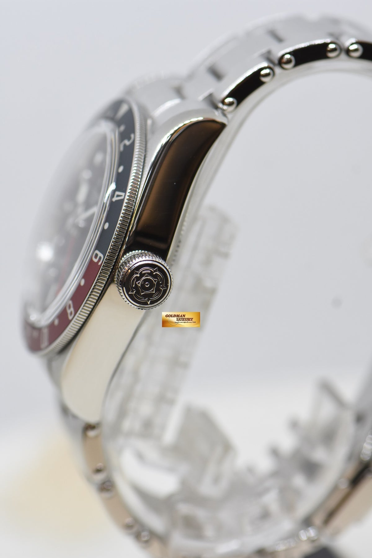 [SOLD] TUDOR BLACK BAY GMT PEPSI RED / BLUE 41mm BLACK DIAL STEEL IN RIVETED BRACELET 79830RB AUTOMATIC (MINT)