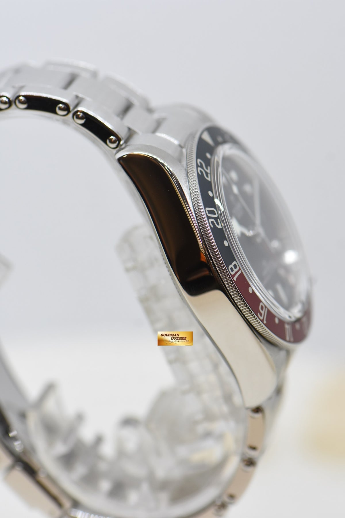 [SOLD] TUDOR BLACK BAY GMT PEPSI RED / BLUE 41mm BLACK DIAL STEEL IN RIVETED BRACELET 79830RB AUTOMATIC (MINT)