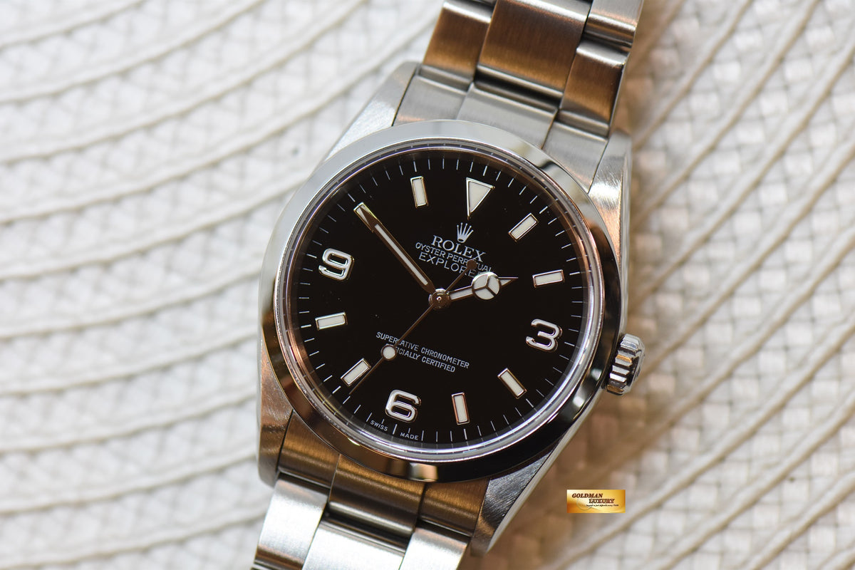 [SOLD] ROLEX OYSTER EXPLORER 1 36mm STEEL IN OYSTER BRACELET “SWISS MADE” DIAL 114270 (MINT)