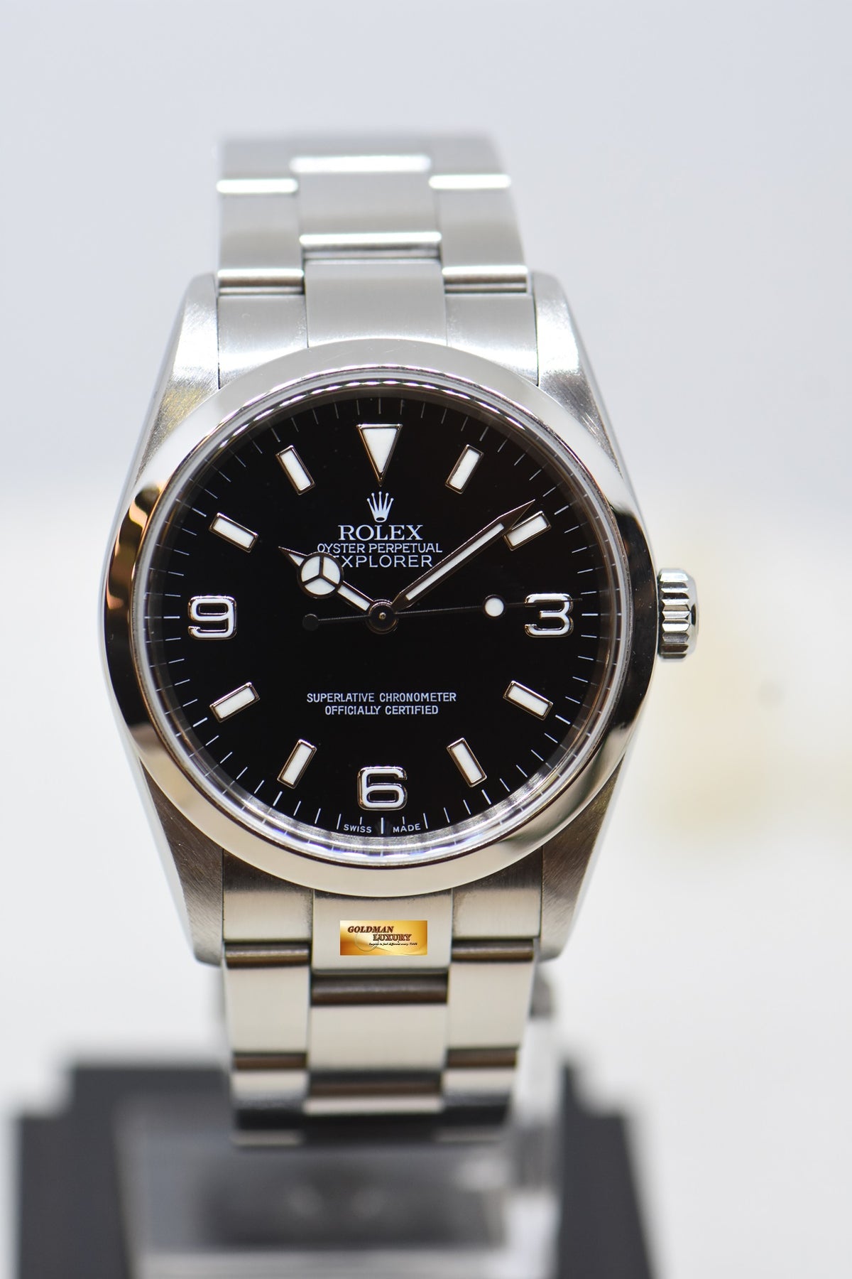 [SOLD] ROLEX OYSTER EXPLORER 1 36mm STEEL IN OYSTER BRACELET “SWISS MADE” DIAL 114270 (MINT)