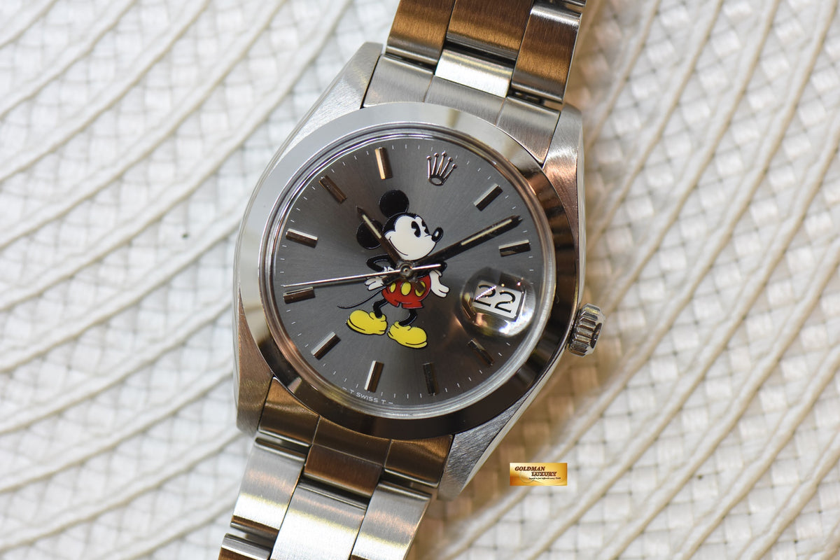 [SOLD] ROLEX OYSTERDATE PRECISION 34mm STEEL BRACELET CUSTOM MICKEY MOUSE DIAL 6694 (VINTAGE)