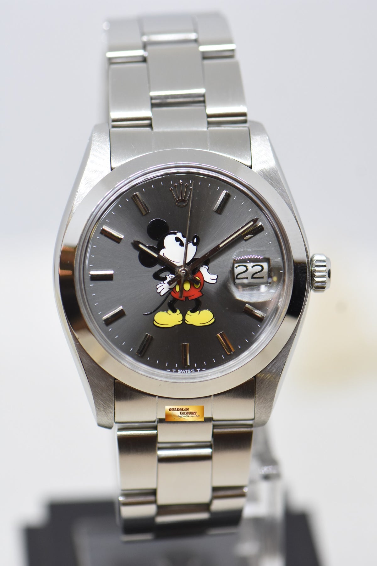 [SOLD] ROLEX OYSTERDATE PRECISION 34mm STEEL BRACELET CUSTOM MICKEY MOUSE DIAL 6694 (VINTAGE)