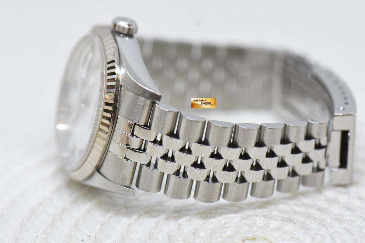 [SOLD] ROLEX OYSTER DATEJUST 36mm STEEL IN JUBILEE BRACELET WHITE ROMAN DIAL 16234 (MINT)