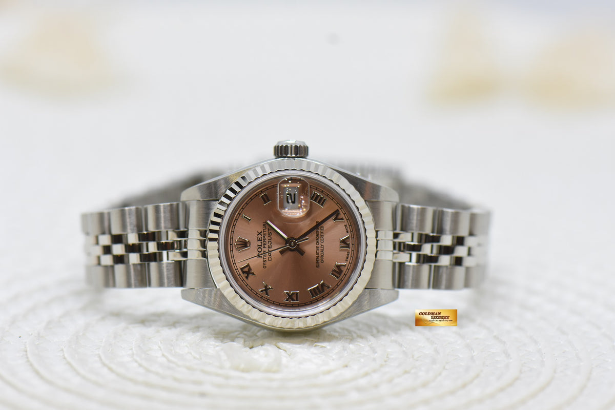[SOLD] ROLEX OYSTER DATEJUST 26mm SALMON ROMAN DIAL STEEL IN JUBILEE BRACELET 79174 (MINT)
