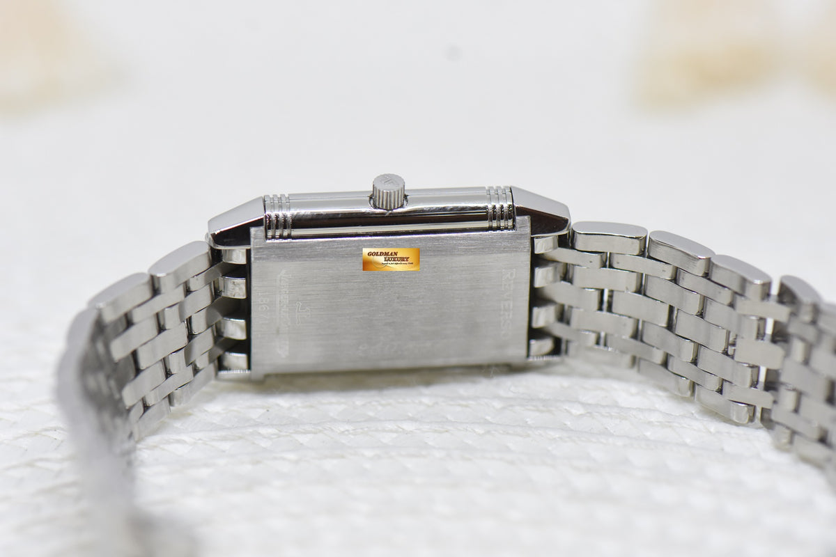 [SOLD] JLC REVERSO LADIES STEEL IN BEADED BRACELET MANUAL 260.8.86 (MINT)