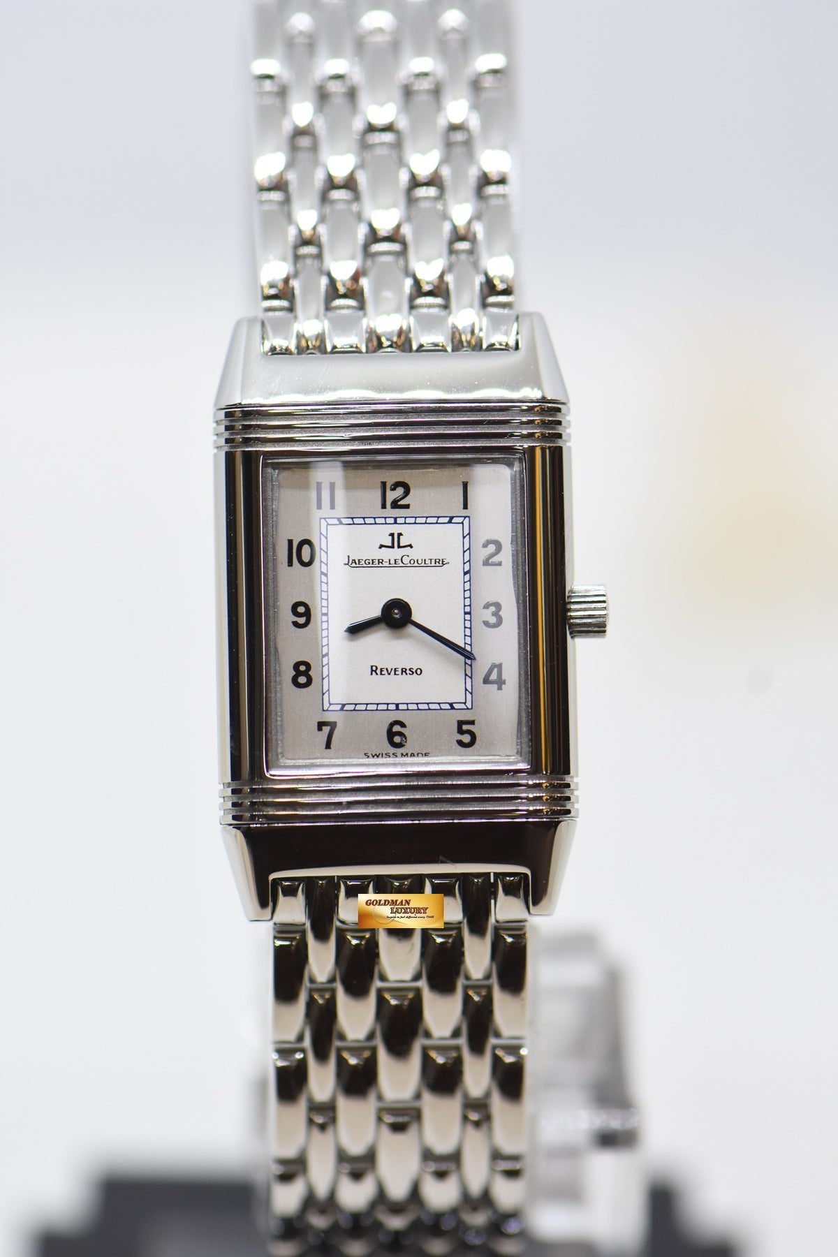 [SOLD] JLC REVERSO LADIES STEEL IN BEADED BRACELET MANUAL 260.8.86 (MINT)