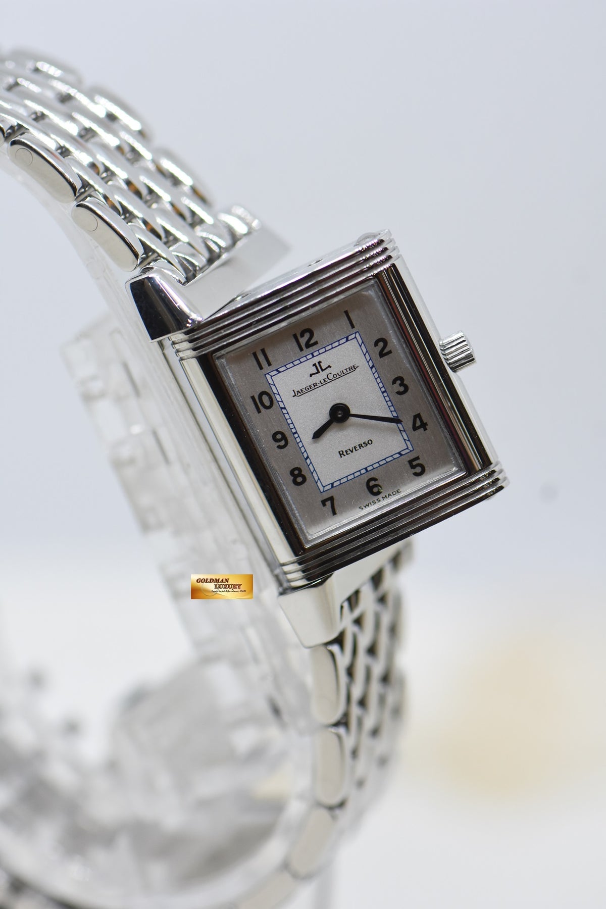 [SOLD] JLC REVERSO LADIES STEEL IN BEADED BRACELET MANUAL 260.8.86 (MINT)