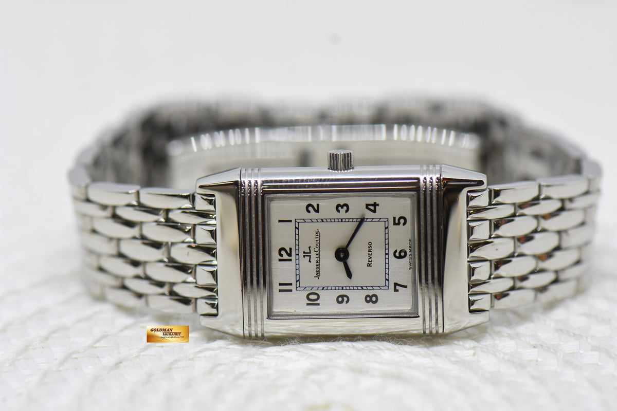 [SOLD] JLC REVERSO LADIES STEEL IN BEADED BRACELET MANUAL 260.8.86 (MINT)