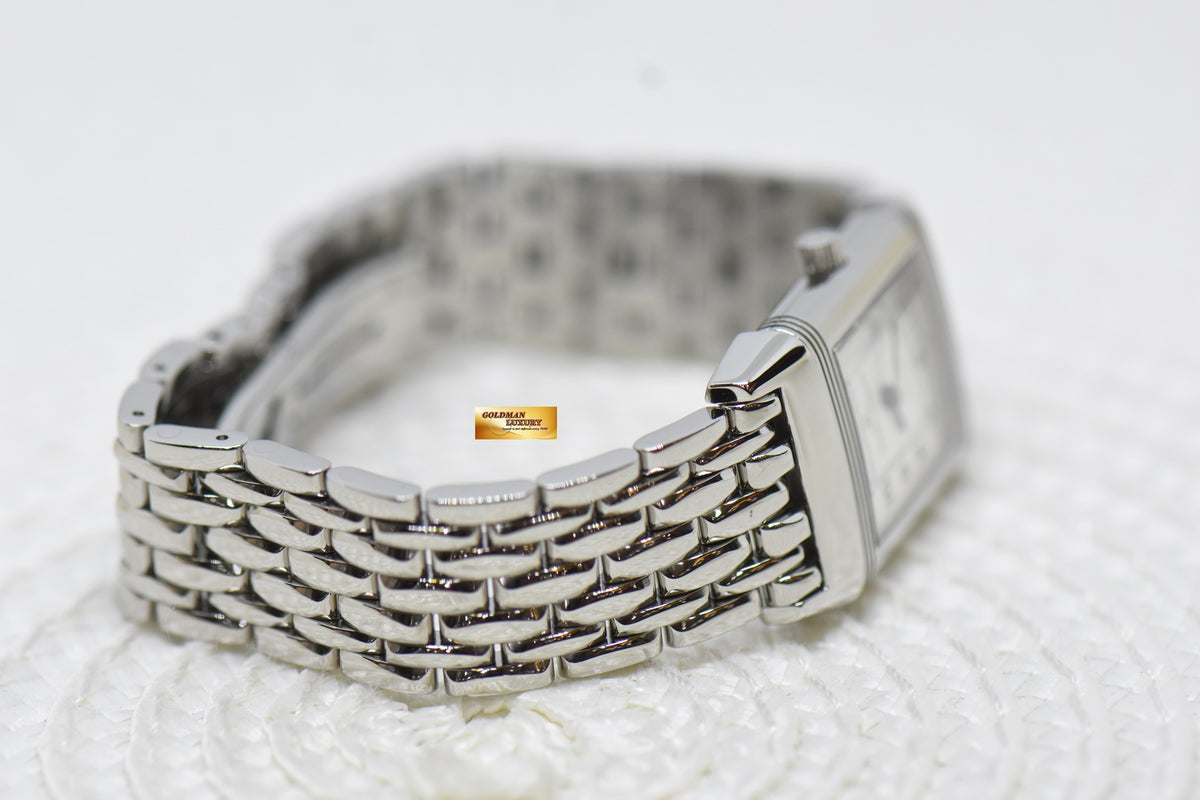 [SOLD] JLC REVERSO LADIES STEEL IN BEADED BRACELET MANUAL 260.8.86 (MINT)