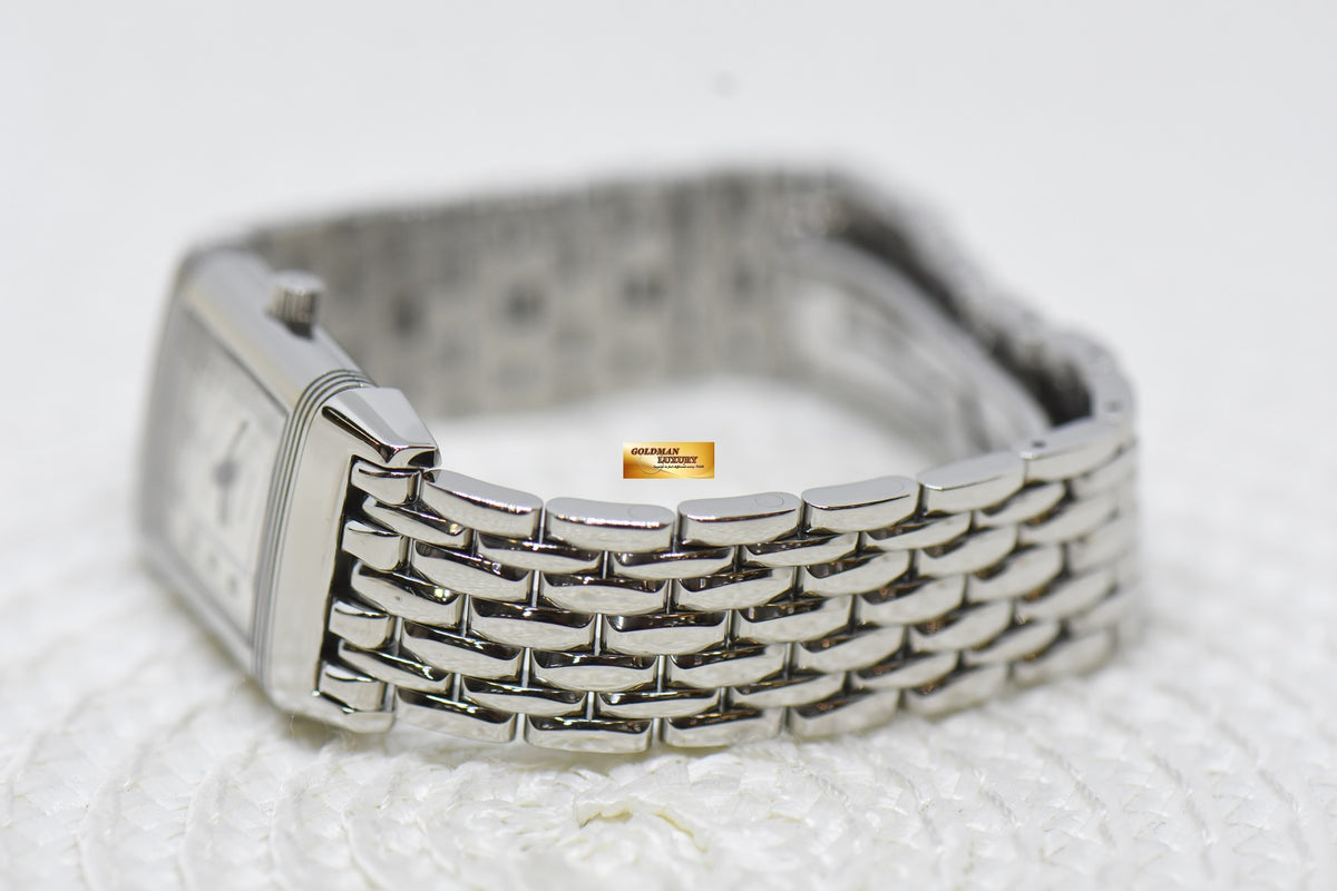 [SOLD] JLC REVERSO LADIES STEEL IN BEADED BRACELET MANUAL 260.8.86 (MINT)