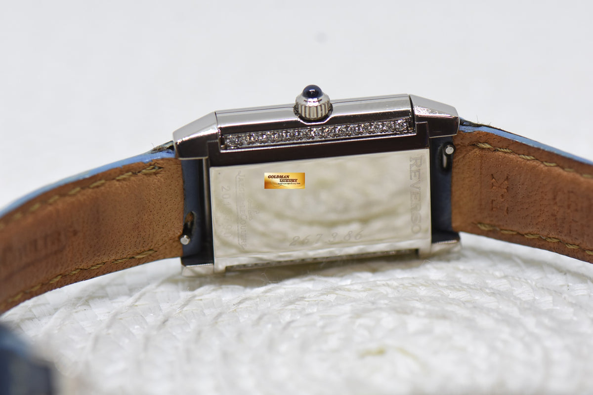 [SOLD] JLC REVERSO JOAILLERIE BLUE CABOCHONS LADIES 18K WHITE GOLD DIAMONDS MANUAL WINDING Q2623402 (MINT)