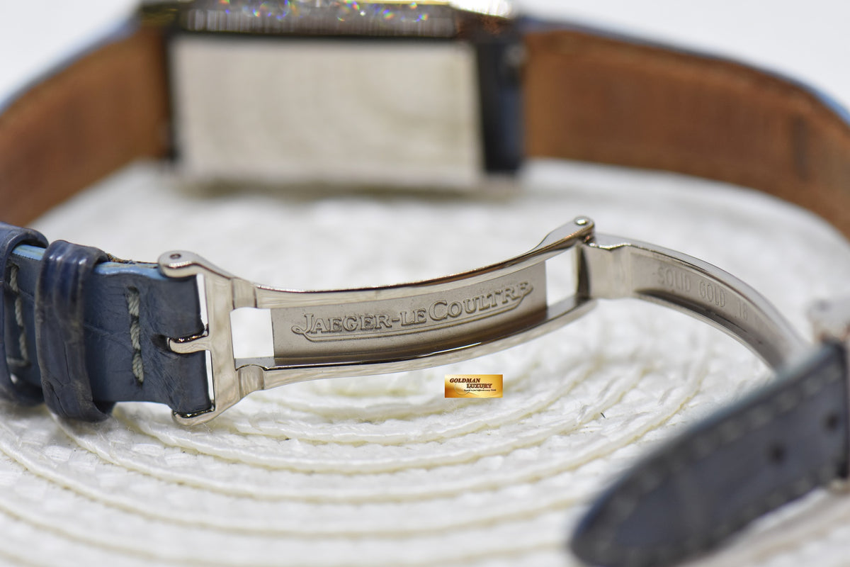 [SOLD] JLC REVERSO JOAILLERIE BLUE CABOCHONS LADIES 18K WHITE GOLD DIAMONDS MANUAL WINDING Q2623402 (MINT)