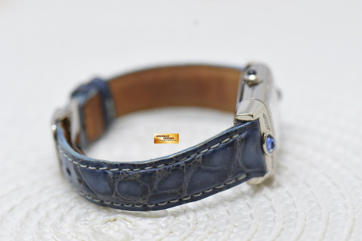 [SOLD] JLC REVERSO JOAILLERIE BLUE CABOCHONS LADIES 18K WHITE GOLD DIAMONDS MANUAL WINDING Q2623402 (MINT)