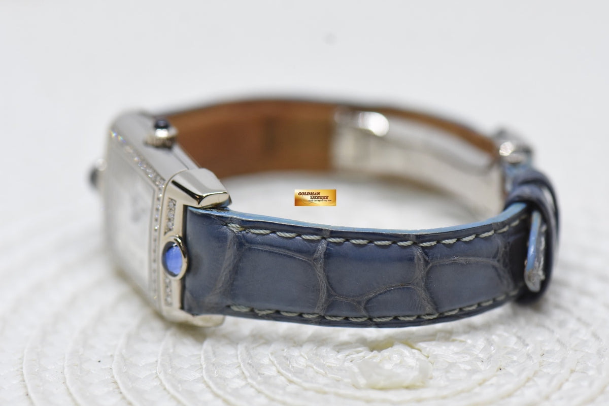 [SOLD] JLC REVERSO JOAILLERIE BLUE CABOCHONS LADIES 18K WHITE GOLD DIAMONDS MANUAL WINDING Q2623402 (MINT)