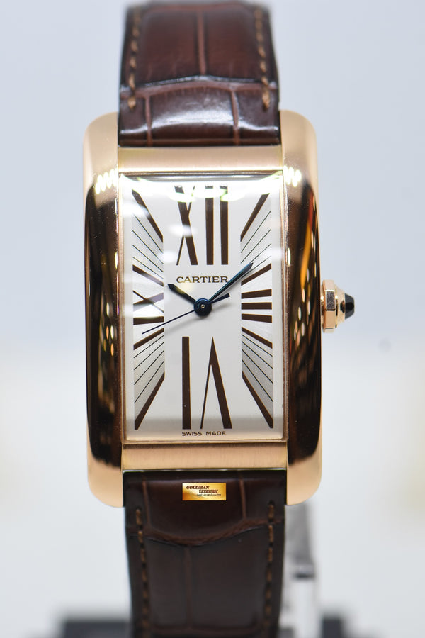 CARTIER TANK AMERICAINE LARGE 18K ROSE GOLD IN LEATHER STRAP AUTOMATIC 2505 (MINT)
