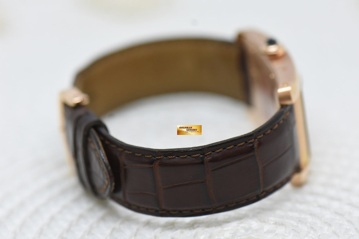 [SOLD] CARTIER TANK AMERICAINE LARGE 18K ROSE GOLD IN LEATHER STRAP AUTOMATIC 2505 (MINT)