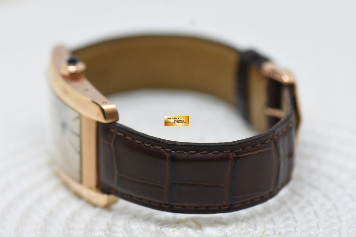[SOLD] CARTIER TANK AMERICAINE LARGE 18K ROSE GOLD IN LEATHER STRAP AUTOMATIC 2505 (MINT)