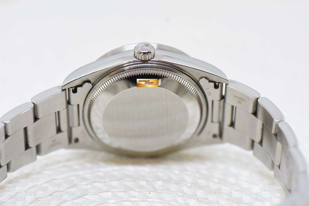 [SOLD] ROLEX OYSTER PERPETUAL DATE 34mm STEEL IN BRACELET GREY DIAL “STEEL ENGINE-TURNED” BEZEL 15210 (MINT)