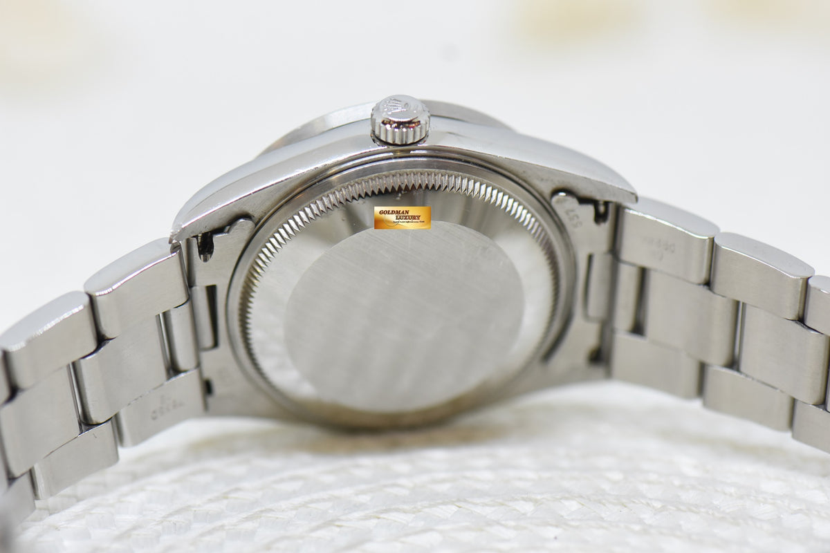 [SOLD] ROLEX OYSTER PERPETUAL DATE 34mm STEEL IN BRACELET ENGINE-TURN BEZEL SILVER DIAL 15210 (QUICKSET-DATE) (MINT)