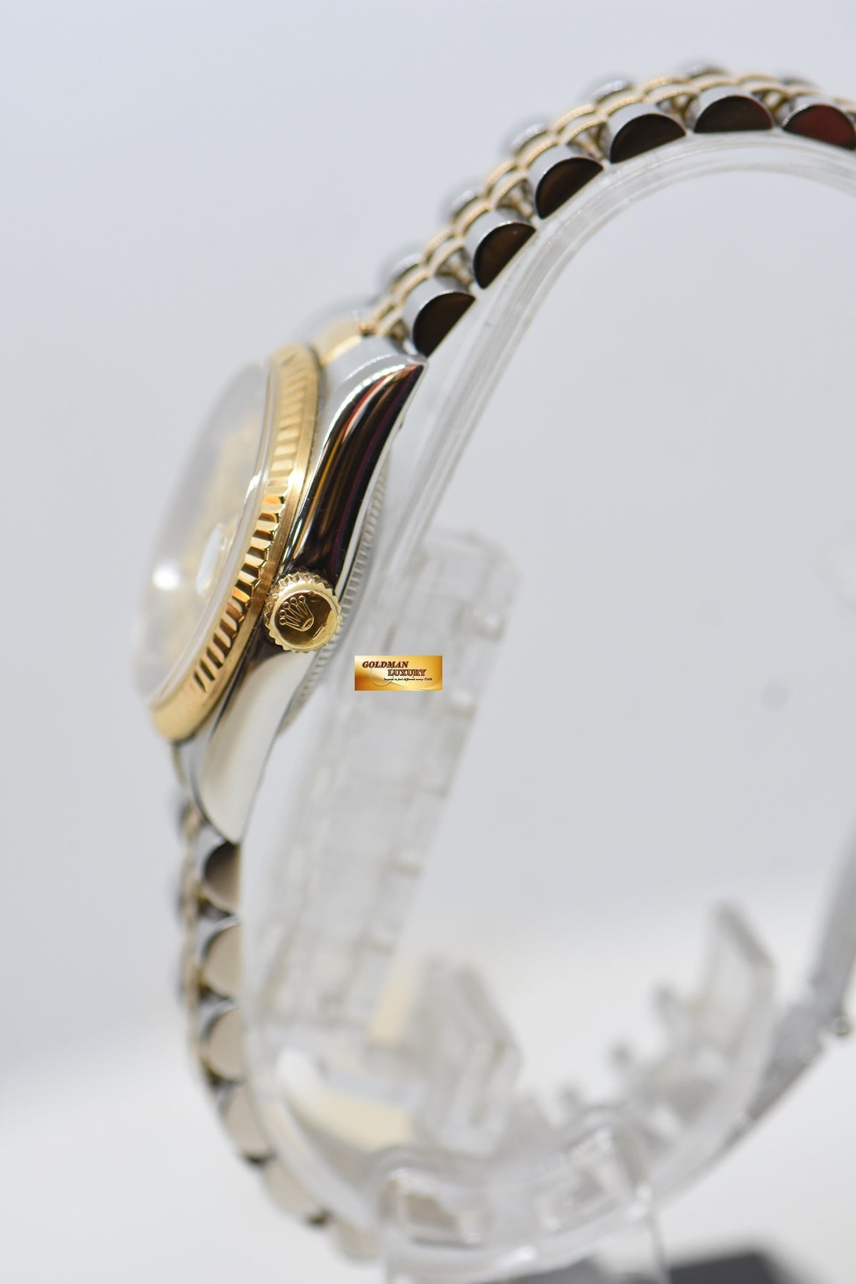 [SOLD] ROLEX OYSTER DATEJUST 31mm HALF-GOLD IN JUBILEE BRACELET GOLD TAPESTRY DIAL 68273 (MINT)