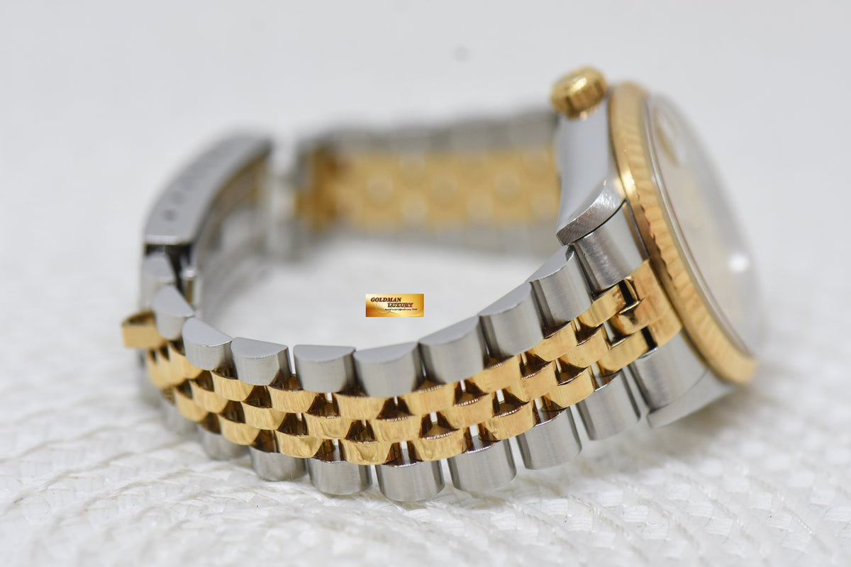 [SOLD] ROLEX OYSTER DATEJUST 31mm HALF-GOLD IN JUBILEE BRACELET GOLD TAPESTRY DIAL 68273 (MINT)