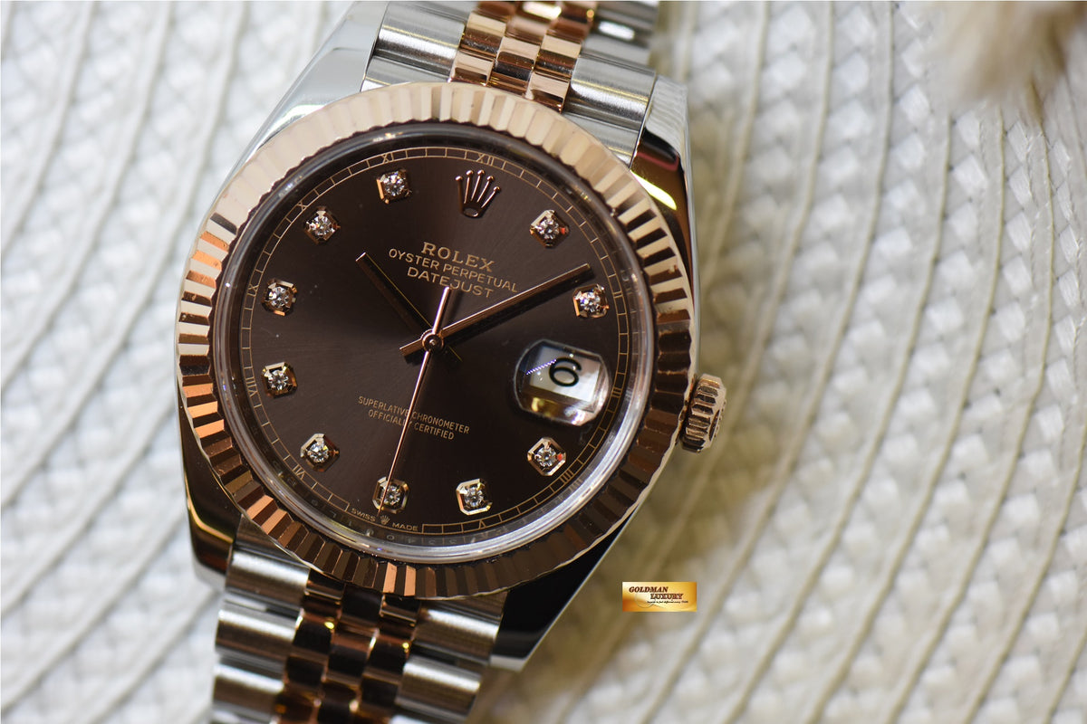 [SOLD] ROLEX OYSTER DATEJUST 41mm HALF-EVEROSE GOLD IN JUBILEE BRACELET CHOCOLATE DIAMOND DIAL 126331 (LNIB)