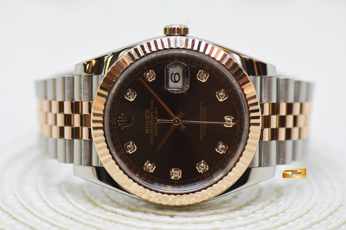 [SOLD] ROLEX OYSTER DATEJUST 41mm HALF-EVEROSE GOLD IN JUBILEE BRACELET CHOCOLATE DIAMOND DIAL 126331 (LNIB)