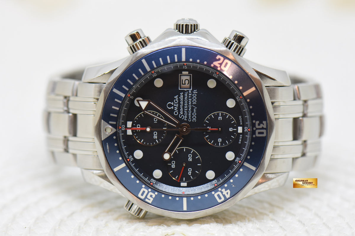 [SOLD] OMEGA SEAMASTER DIVER CHRONOGRAPH 41.5mm STEEL IN BRACELET BLUE AUTOMATIC 2225.80.00 (MINT)
