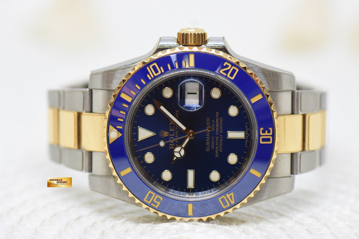 [SOLD] ROLEX SUBMARINER 40mm HALF GOLD IN BRACELET SUNBURST BLUE DIAL 116613LB (MINT)