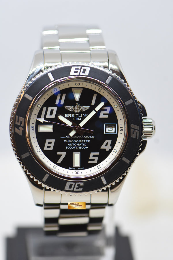 [SOLD] BREITLING SUPER OCEAN 42mm STEEL IN BRACELET AUTOMATIC BLACK DIAL A1736402 (MINT)