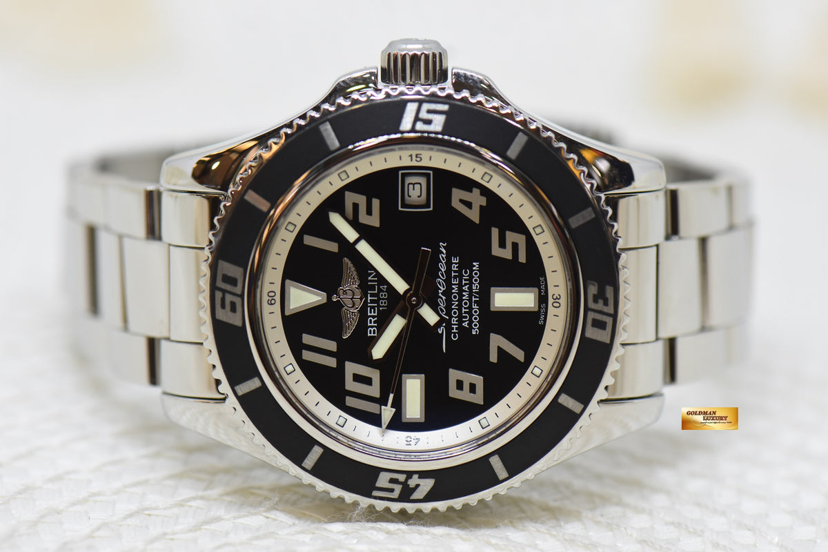 [SOLD] BREITLING SUPER OCEAN 42mm STEEL IN BRACELET AUTOMATIC BLACK DIAL A1736402 (MINT)