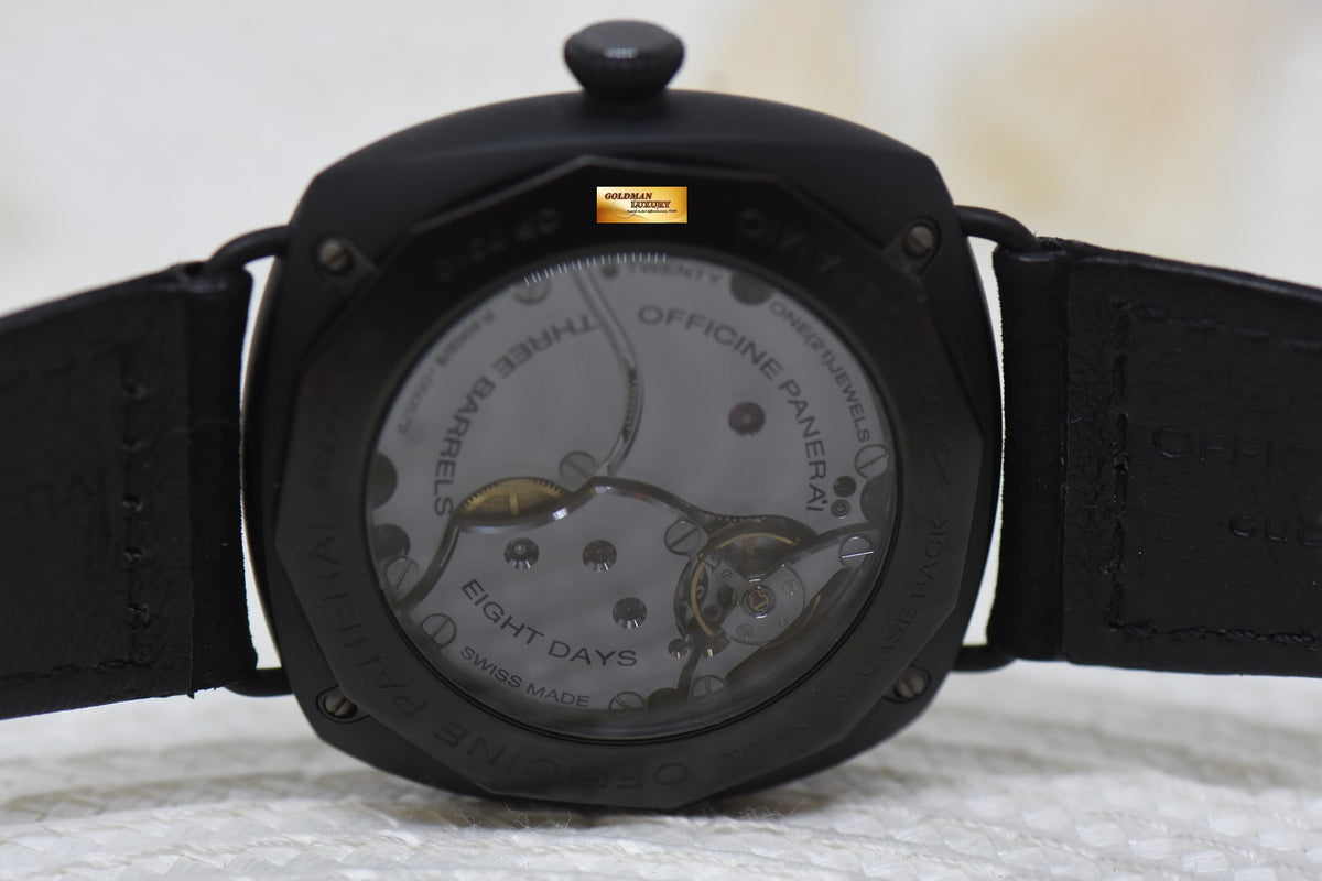 [SOLD] PANERAI RADIOMIR 8 DAYS 45mm BLACK CERAMICA IN LEATHER BLACK DIAL MANUAL PAM 384 (LNIB)