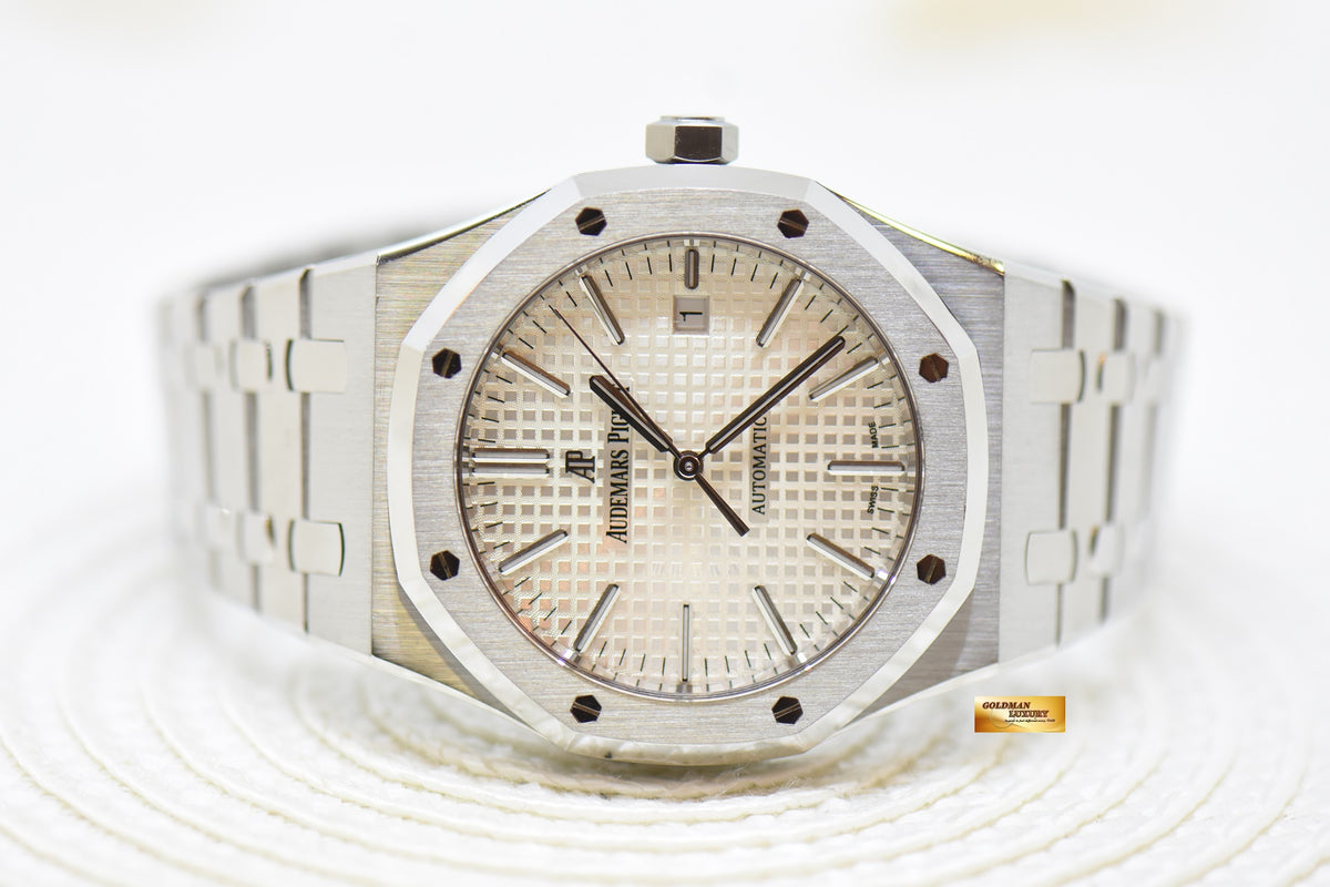 [SOLD] AUDEMARS PIGUET ROYAL OAK 41mm STEEL BRACELET WHITE DIAL AUTOMATIC 15400ST (UNPOLISHED-MINT)