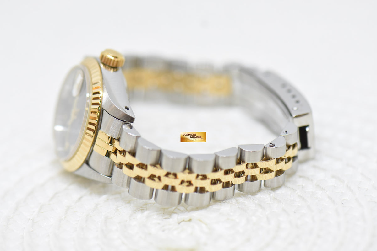 [SOLD] ROLEX OYSTER DATEJUST 26mm HALF-GOLD IN JUBILEE BRACELET BLACK PRISM ROMAN DIAL 69173 (MINT)