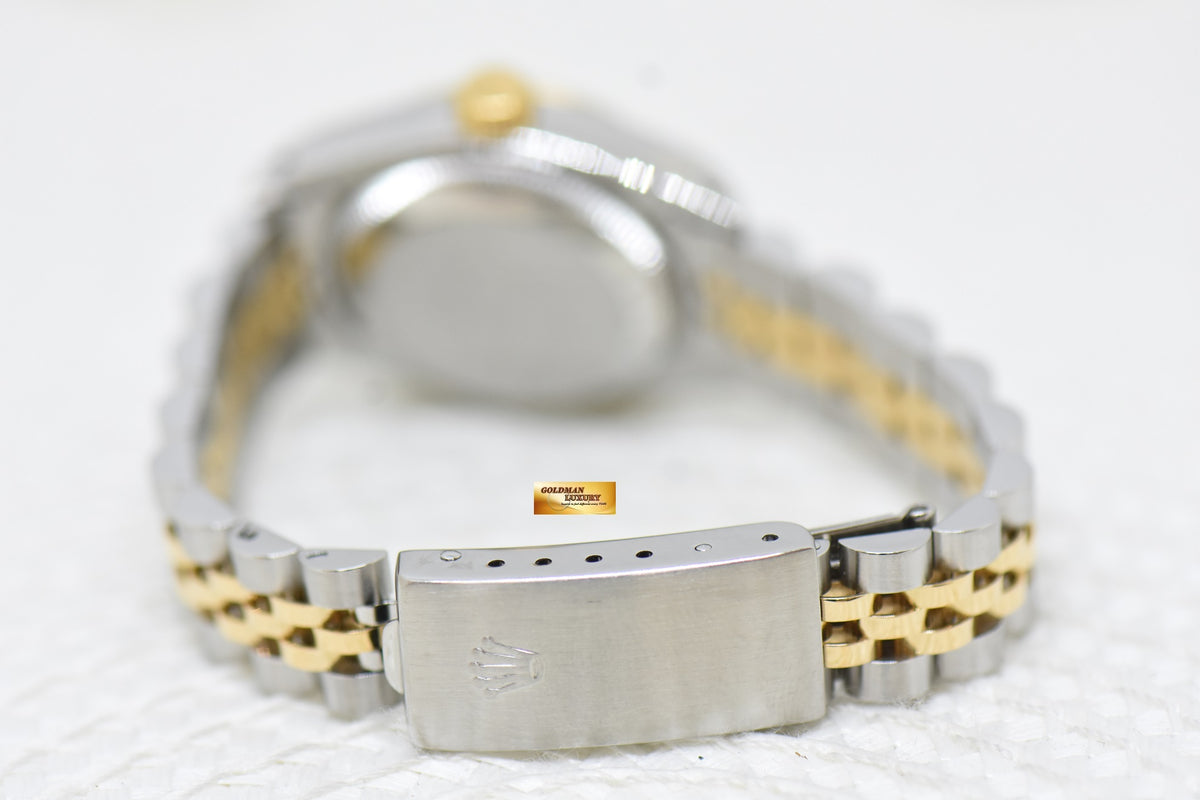 [SOLD] ROLEX OYSTER DATEJUST 26mm HALF-GOLD IN JUBILEE BRACELET BLACK PRISM ROMAN DIAL 69173 (MINT)